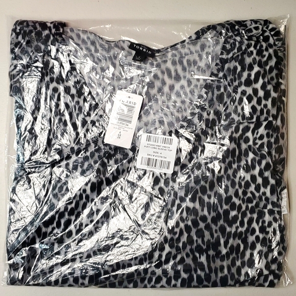 ❤️NWT VINTAGE TORRID TOP - CHEETAH ANIMAL PRINT BLOUSE - PUFF SLEEVE - PLUS SIZE - Picture 6 of 13